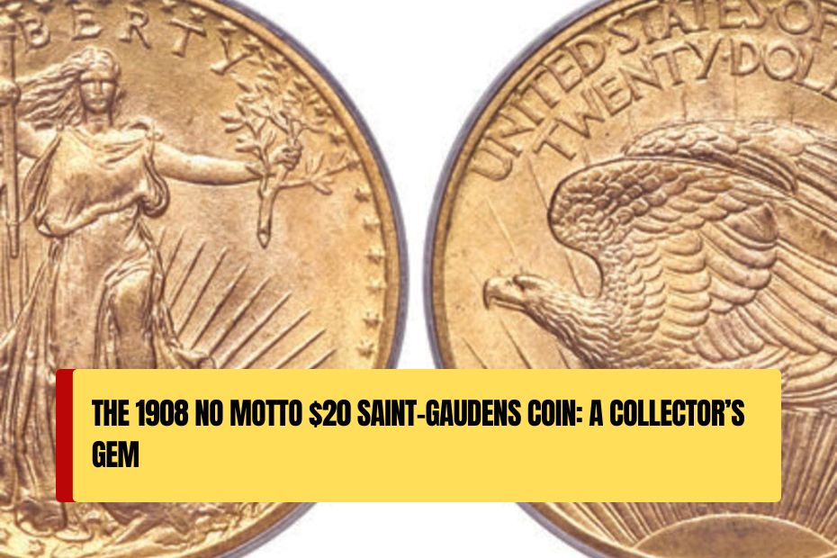 1908 No Motto $20 Saint-Gaudens Coin